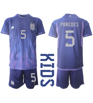 Lacne Dětský Futbalové dres Argentína Leandro Paredes #5 MS 2022 Krátky Rukáv - Preč (+ trenírky)